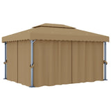 Paviljon z zaveso 4x3 m taupe aluminij