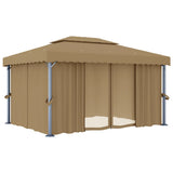 Paviljon z zaveso 4x3 m taupe aluminij