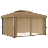 Paviljon z zaveso 4x3 m taupe aluminij