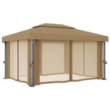 Paviljon z zaveso 4x3 m taupe aluminij