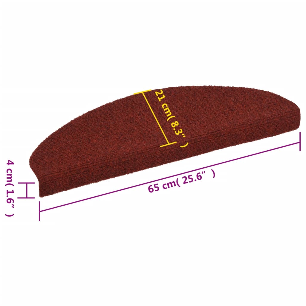 Samolepilne preproge za stopnice 10 kosov rdeče 65x21x4 cm