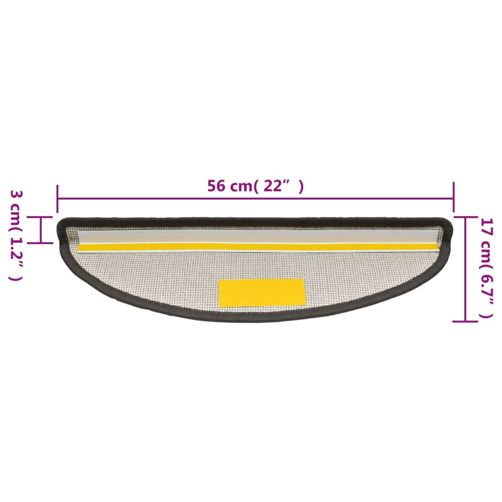 Preproge za stopnice 10 kosov 56x17x3 cm temno sive