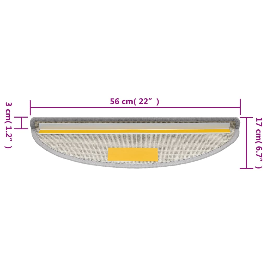 Preproge za stopnice 10 kosov 56x17x3 cm svetlo sive