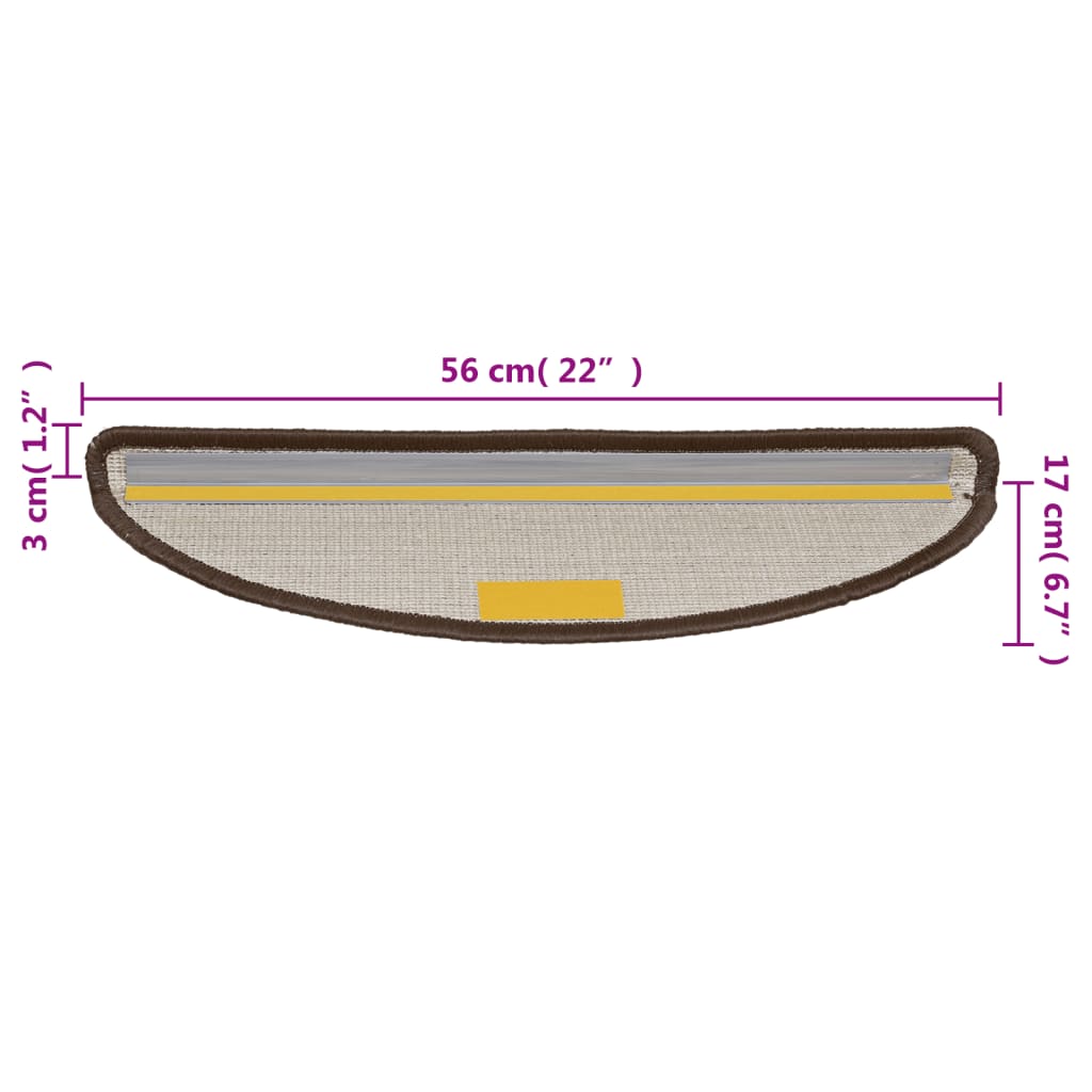 Preproge za stopnice 10 kosov 56x17x3 cm rjave