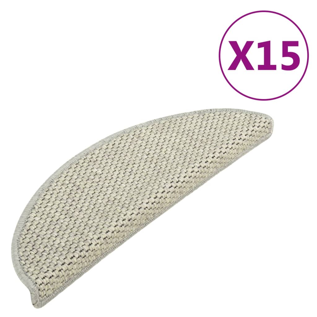 Samolepilne preproge za stopnice sisal 15 kosov 56x17x3 cm