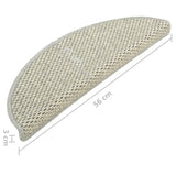 Samolepilne preproge za stopnice sisal 15 kosov 56x17x3 cm