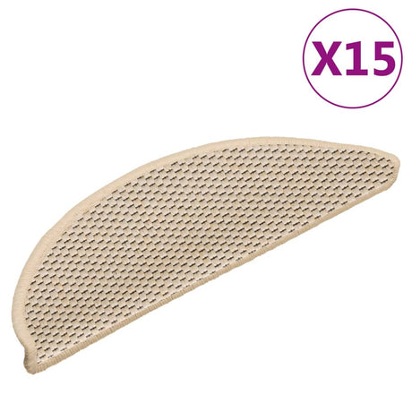 Samolepilne preproge za stopnice sisal 15 kosov 56x17x3 cm