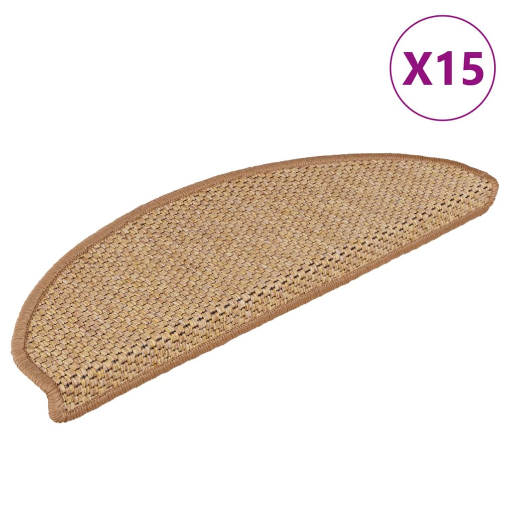 Samolepilne preproge za stopnice 15 kosov 65x21x4 cm sisal