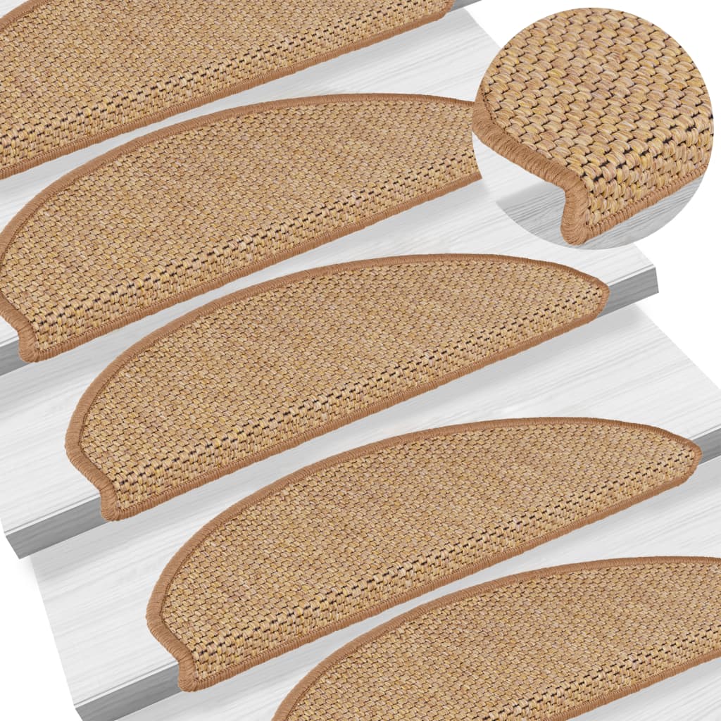 Samolepilne preproge za stopnice 15 kosov 65x21x4 cm sisal