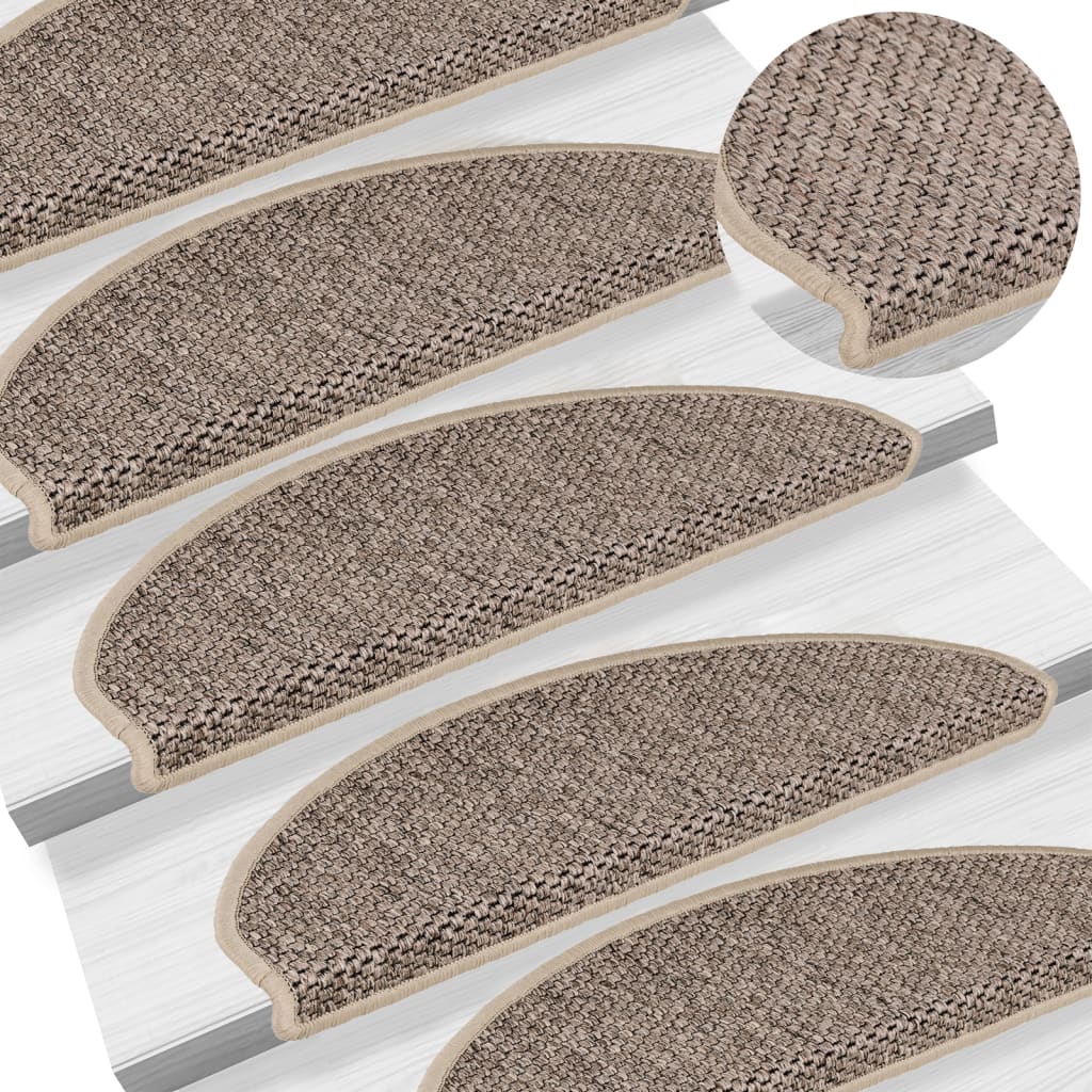 Samolepilne preproge za stopnice sisal 15 kosov 65x21x4 cm