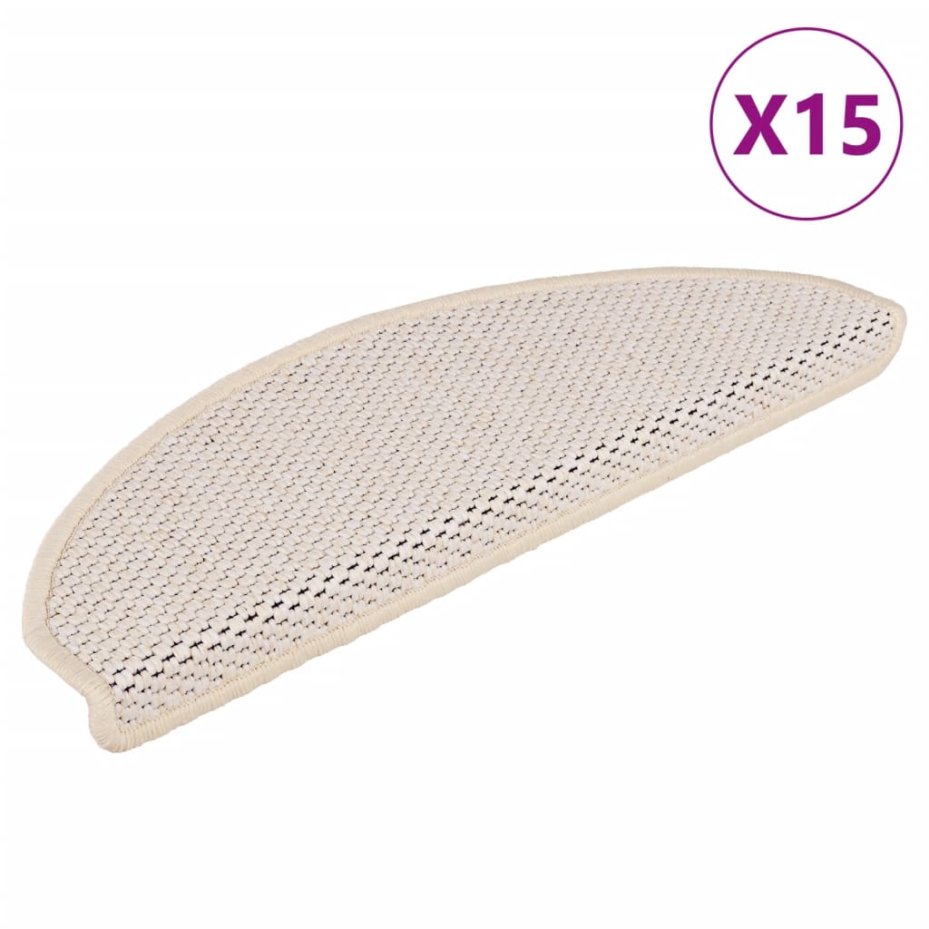 Samolepilne preproge za stopnice sisal 15 kosov 65x21x4 cm