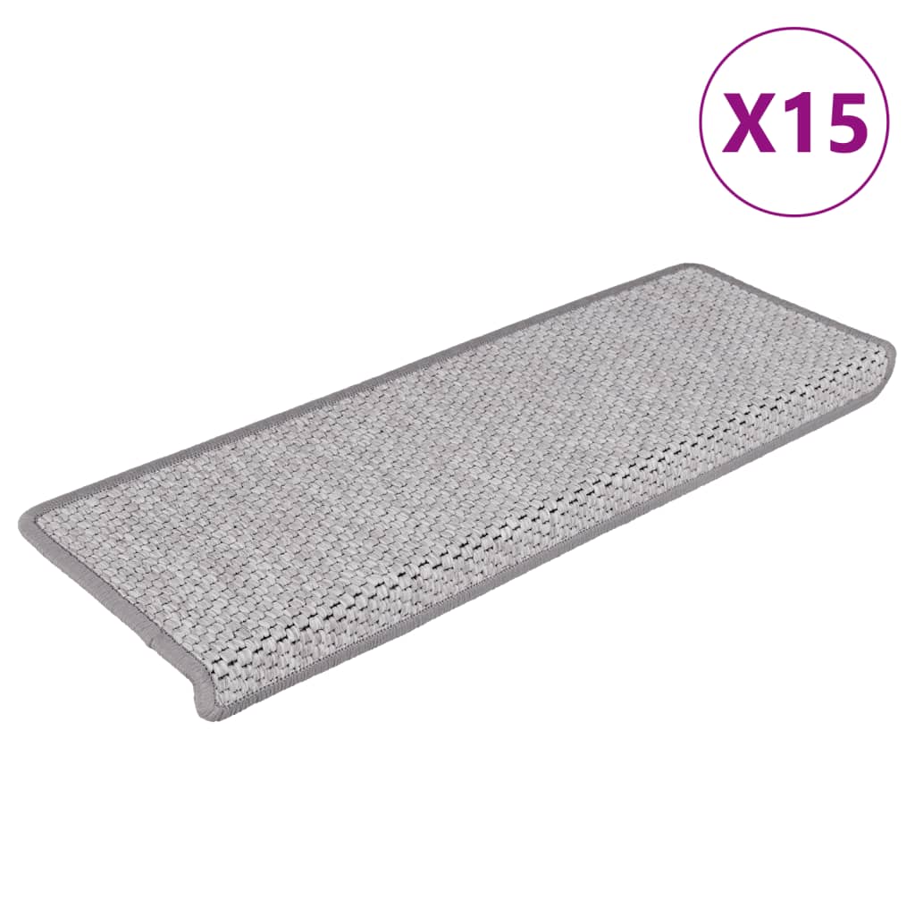 Samolepilne preproge za stopnice sisal 15 kosov 65x21x4 cm bež