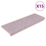 Samolepilne preproge za stopnice sisal 15 kosov 65x21x4cm rdeče