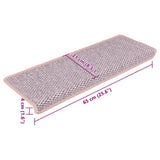 Samolepilne preproge za stopnice sisal 15 kosov 65x21x4cm rdeče