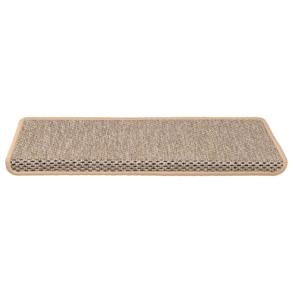 Samolepilne preproge za stopnice sisal 15 kosov 65x21x4 cm bež