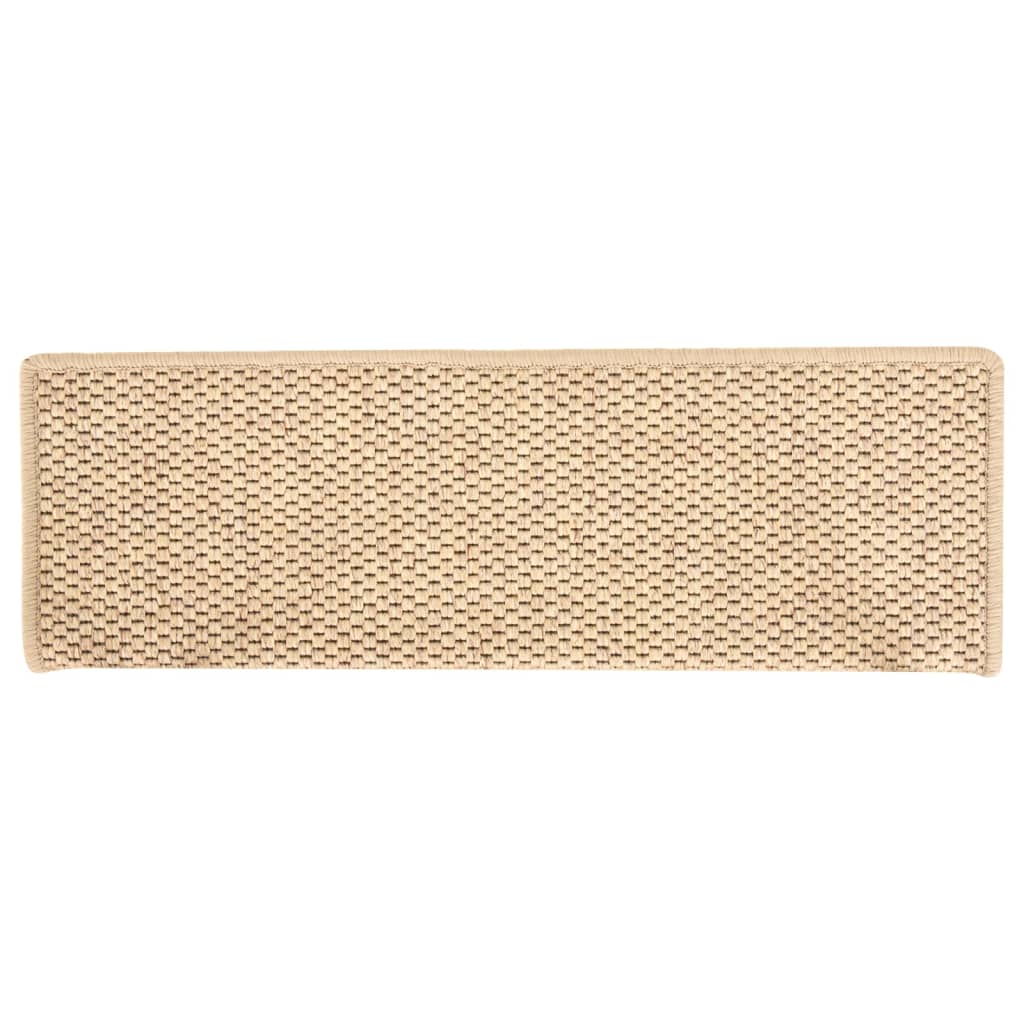 Samolepilne preproge za stopnice sisal 15 kosov 65x21x4 cm bež