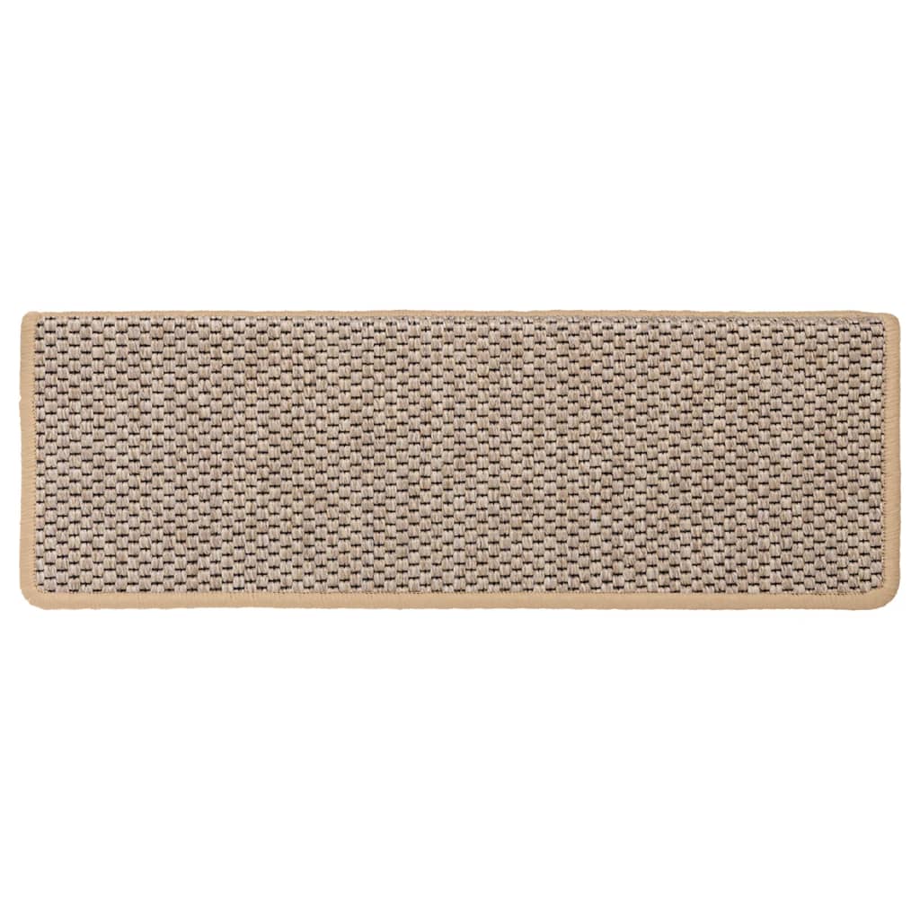 Samolepilne preproge za stopnice sisal 15 kosov 65x21x4 cm bež