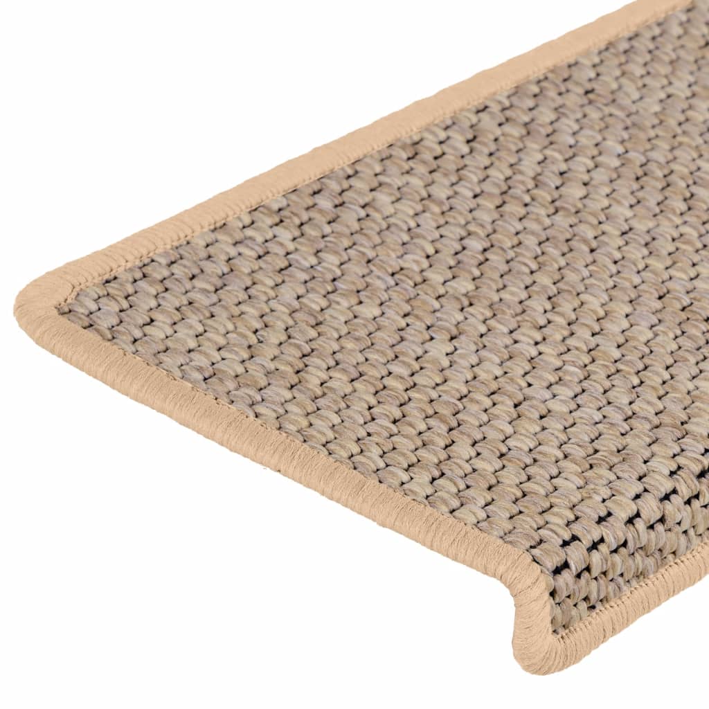 Samolepilne preproge za stopnice sisal 15 kosov 65x21x4 cm bež