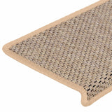 Samolepilne preproge za stopnice sisal 15 kosov 65x21x4 cm bež