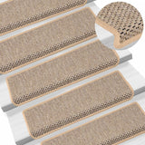 Samolepilne preproge za stopnice sisal 15 kosov 65x21x4 cm bež