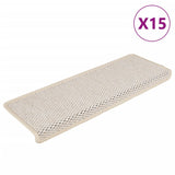 Samolepilne preproge za stopnice sisal 15 kosov 65x21x4 cm krem