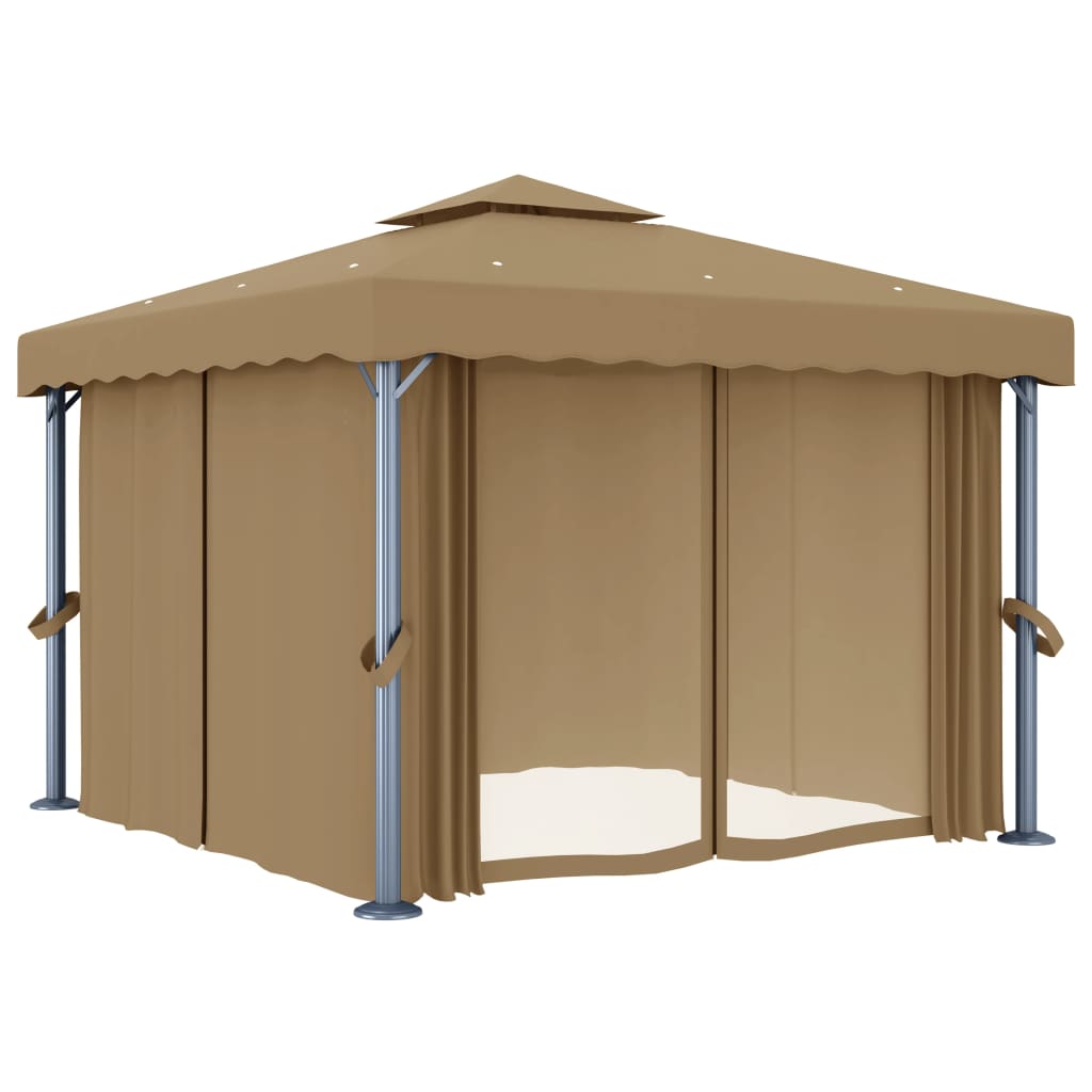 Paviljon z zaveso 3x3 m taupe aluminij