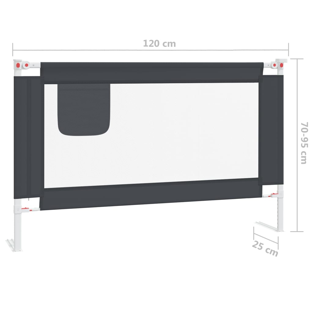 Posteljno varovalo za malčke temno sivo 120x25 cm blago