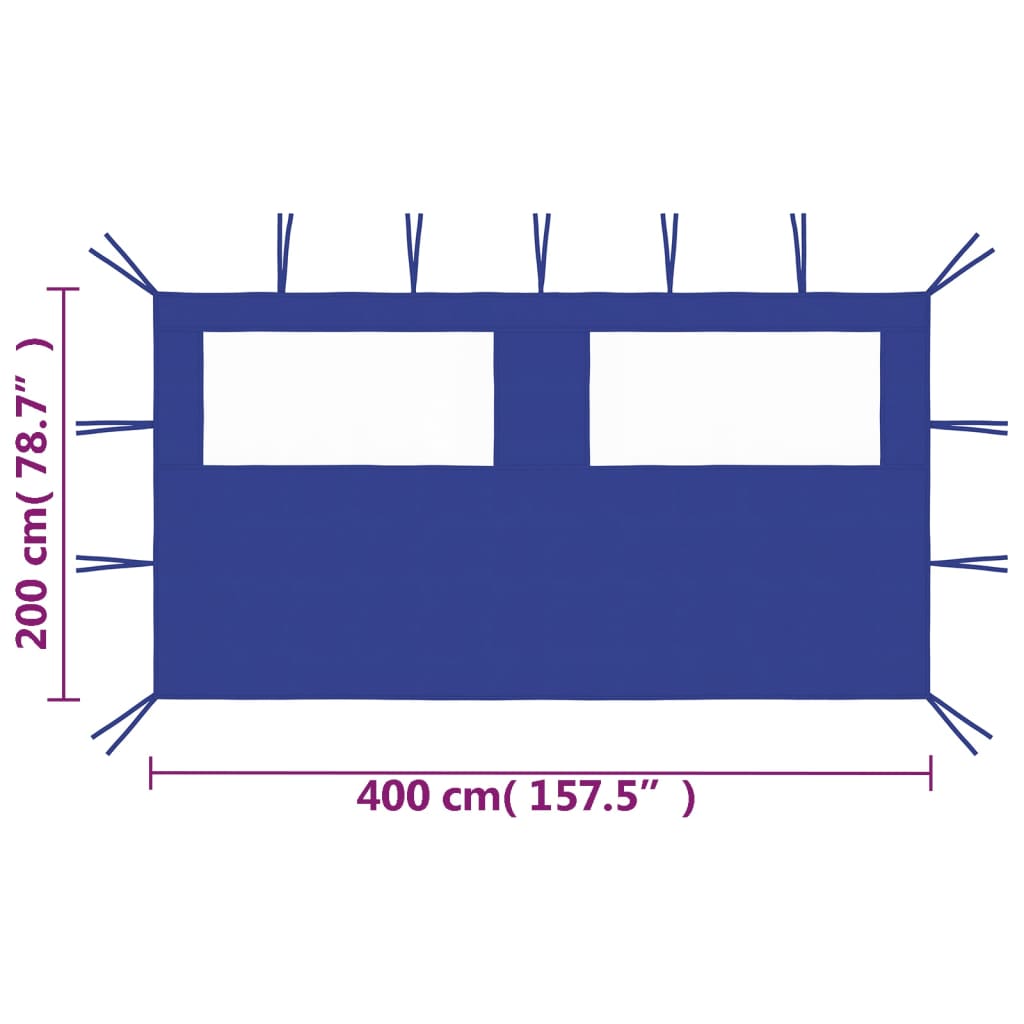 Stranica za paviljon z okni 4x2 m modra