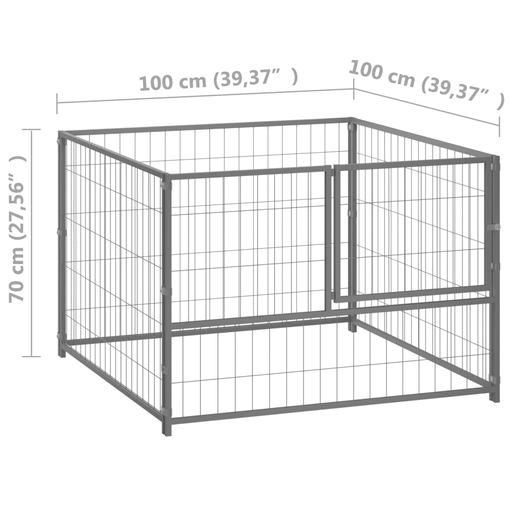 Pasji boks srebrn 100x100x70 cm jeklo