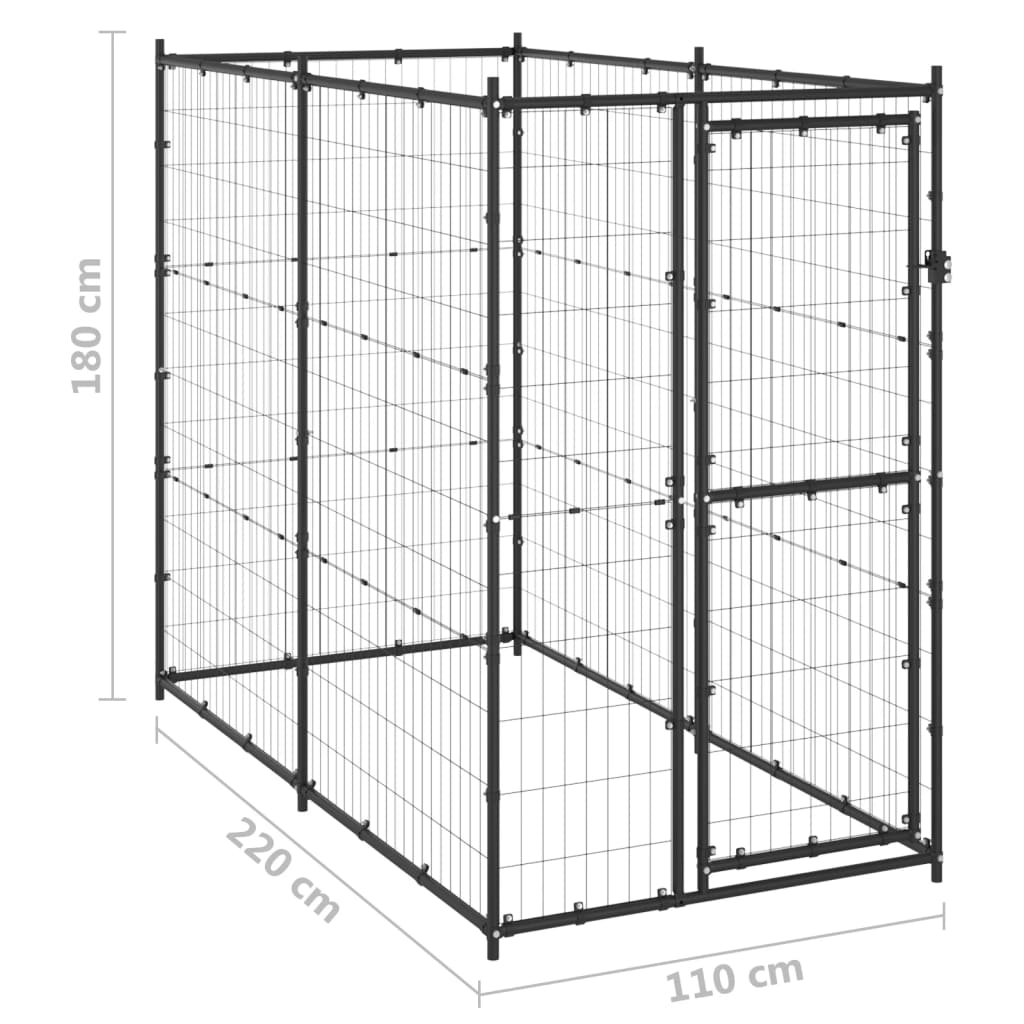 Zunanji pasji boks jeklo 110x220x180 cm