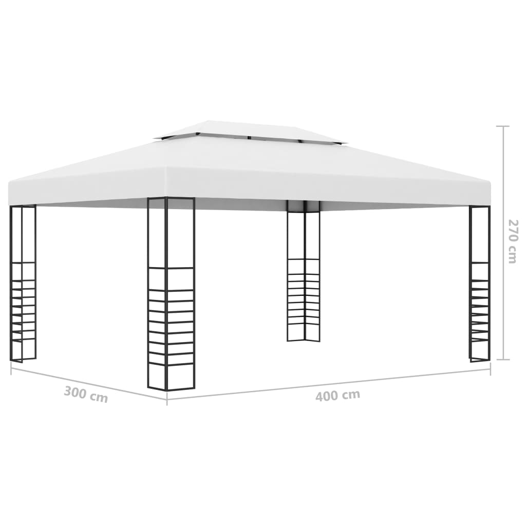 Paviljon z LED lučkami 4x3x2,7 m bel