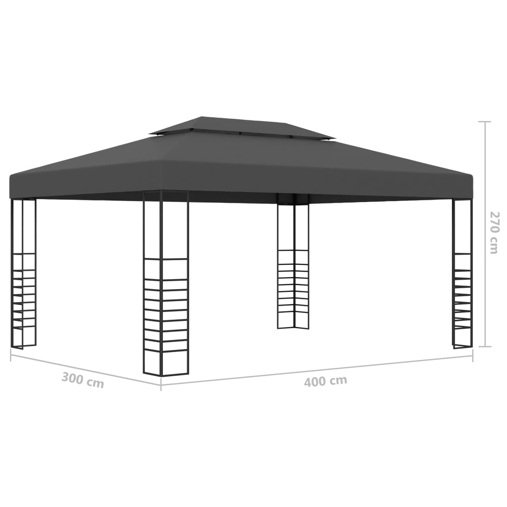 Paviljon z LED lučkami 3x4 m antraciten