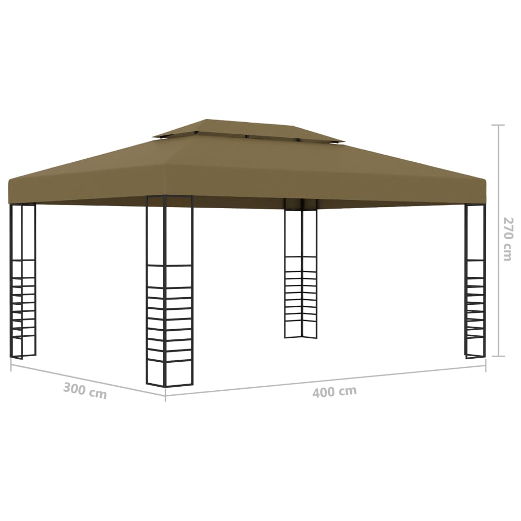 Paviljon z LED lučkami 3x4 m taupe