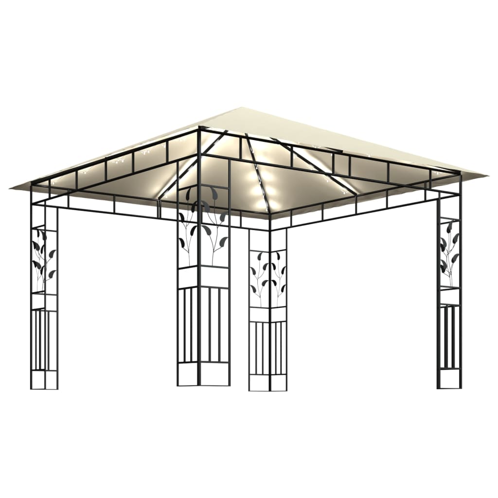 Paviljon s komarnikom in LED lučkami 3x3x2,73 m krem