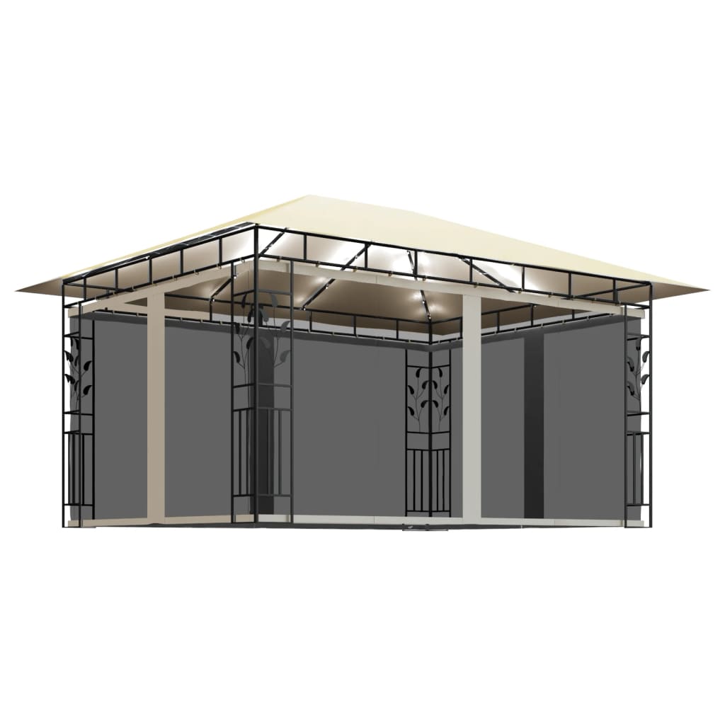 Paviljon s komarnikom in LED lučkami 4x3x2,73 m krem