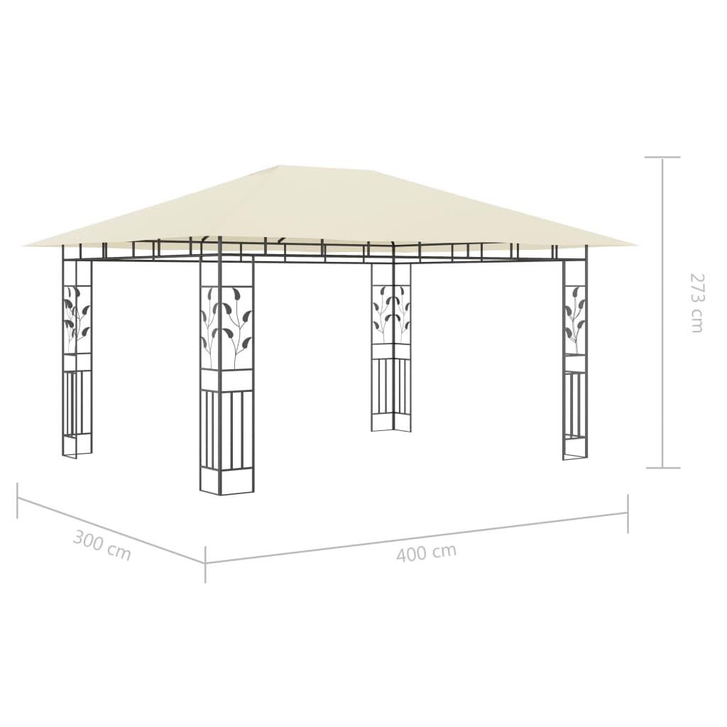 Paviljon s komarnikom in LED lučkami 4x3x2,73 m krem