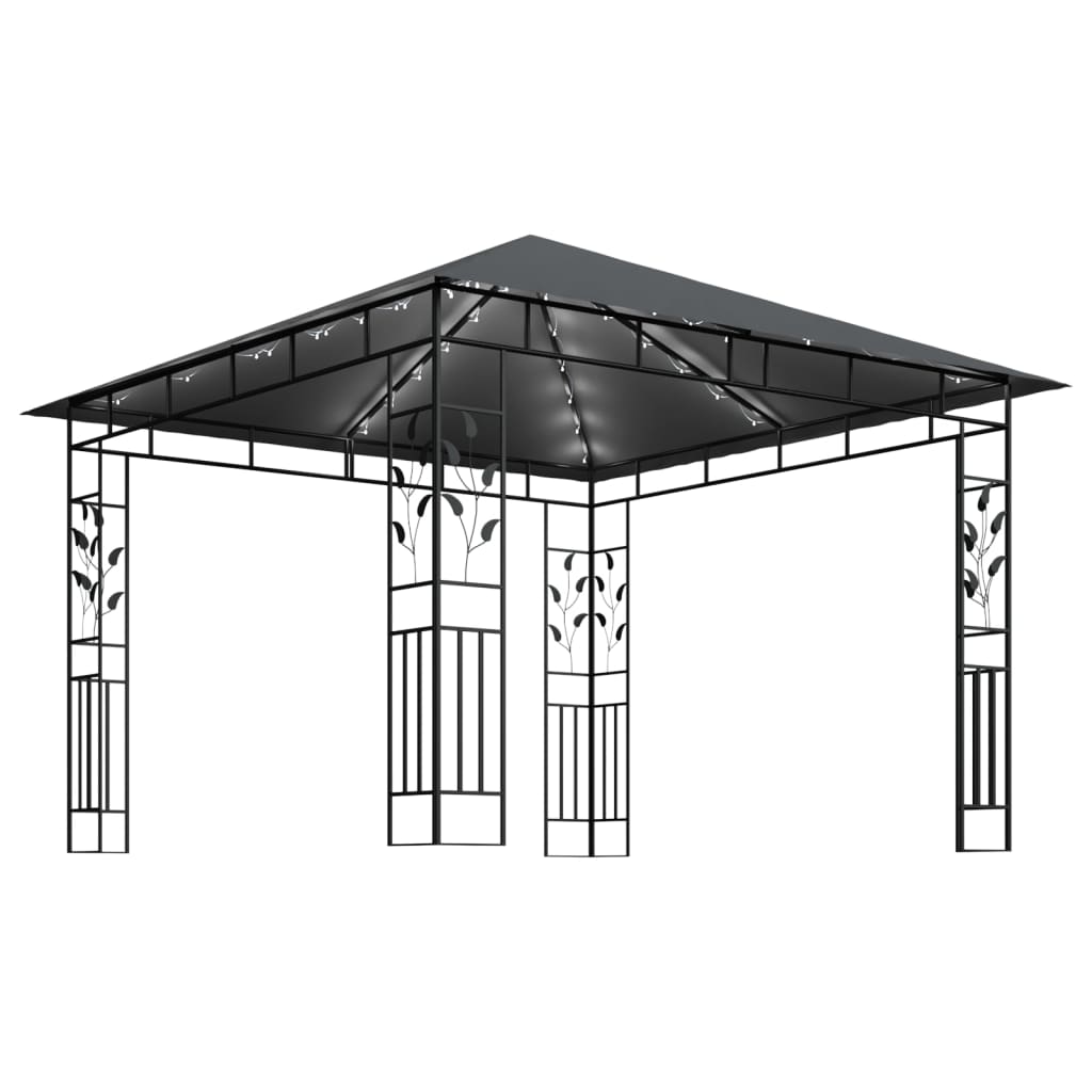 Paviljon s komarnikom in LED lučkami 3x3x2,73 m antraciten