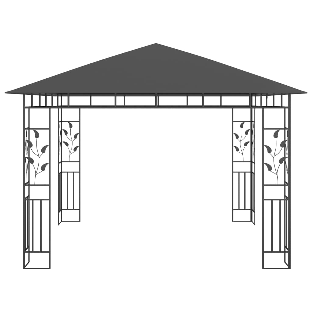 Paviljon s komarnikom in LED lučkami 3x3x2,73 m antraciten