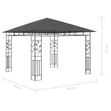 Paviljon s komarnikom in LED lučkami 3x3x2,73 m antraciten