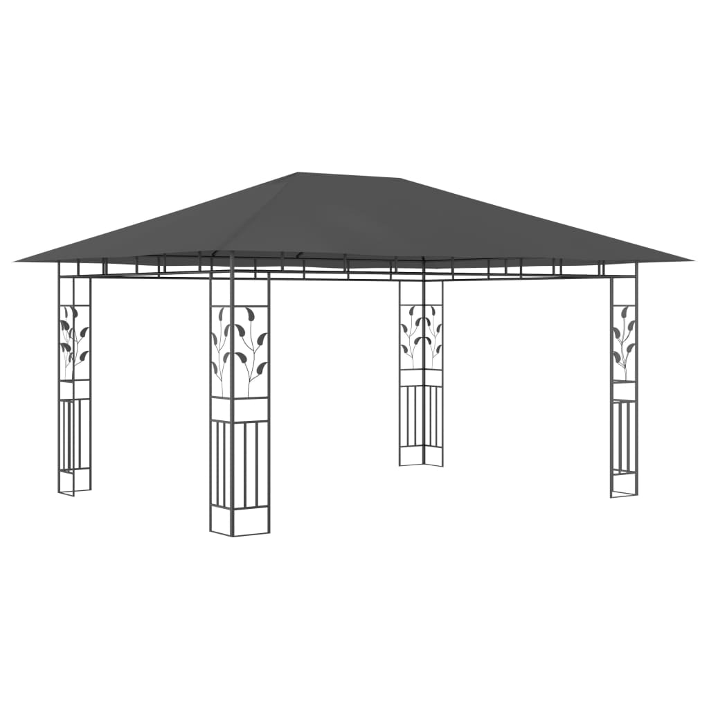 Paviljon s komarnikom in LED lučkami 4x3x2,73 m antraciten