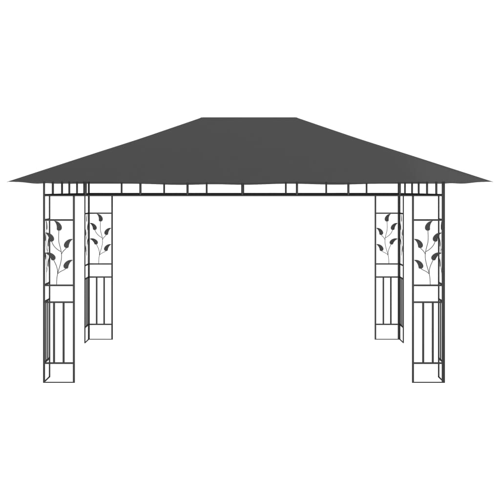 Paviljon s komarnikom in LED lučkami 4x3x2,73 m antraciten