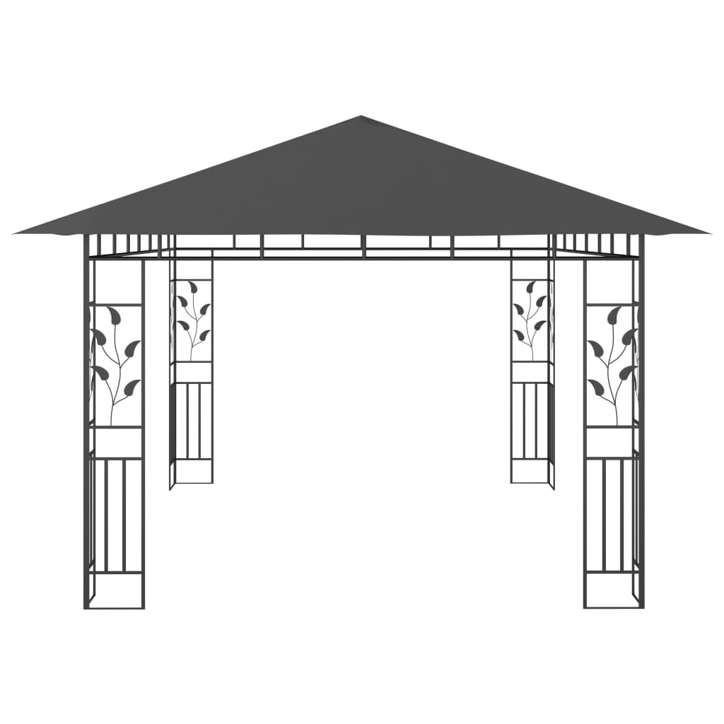 Paviljon s komarnikom in LED lučkami 4x3x2,73 m antraciten