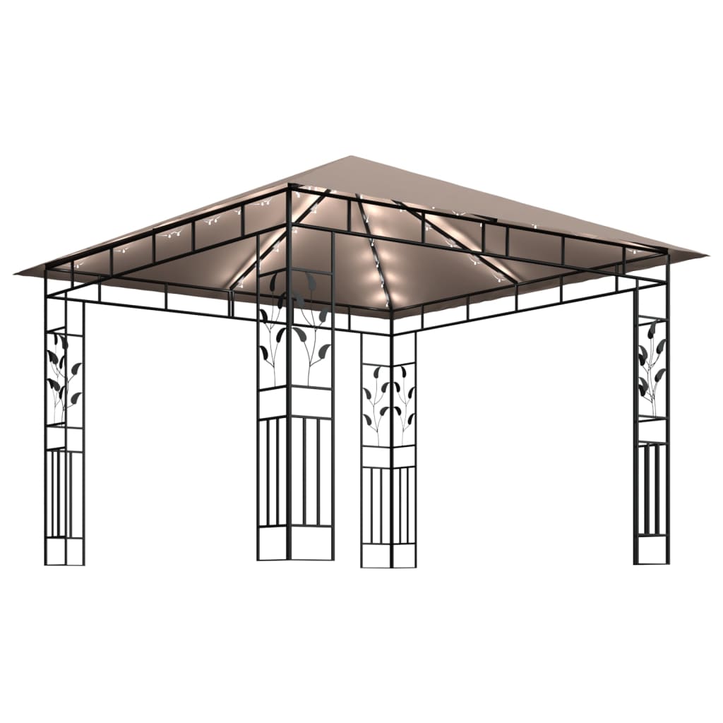 Paviljon s komarnikom in LED lučkami 3x3x2,73 m taupe