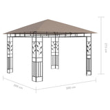 Paviljon s komarnikom in LED lučkami 3x3x2,73 m taupe