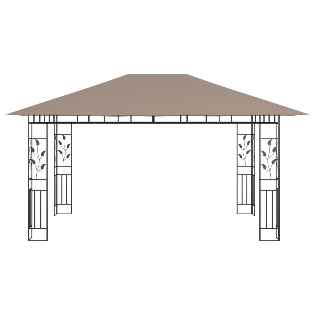 Paviljon s komarnikom in LED lučkami 4x3x2,73 m taupe