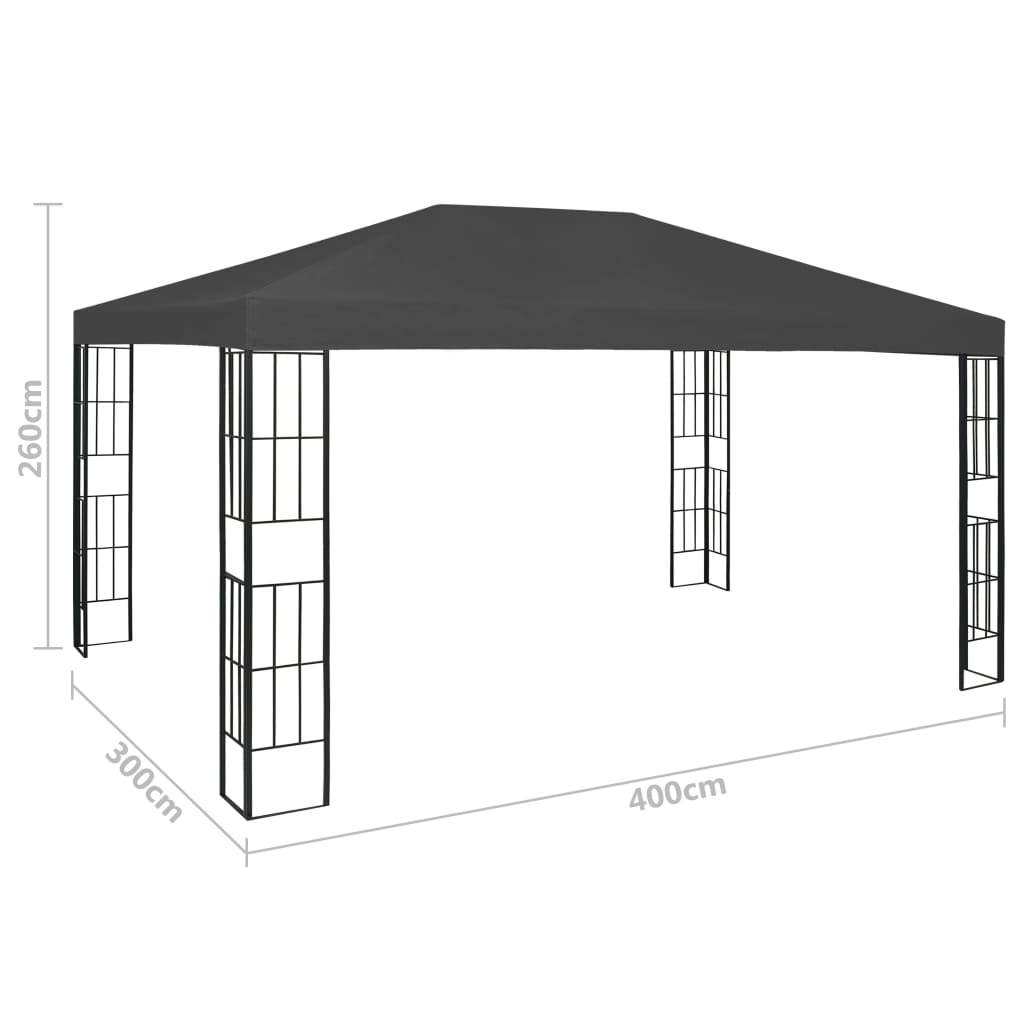 Paviljon z LED lučkami 3x4 m antraciten