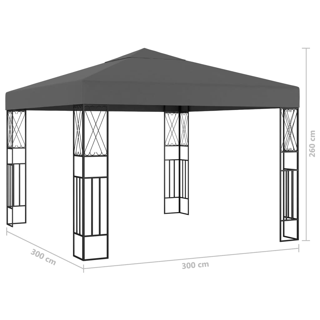 Paviljon z LED lučkami 3x3 m antracitno blago