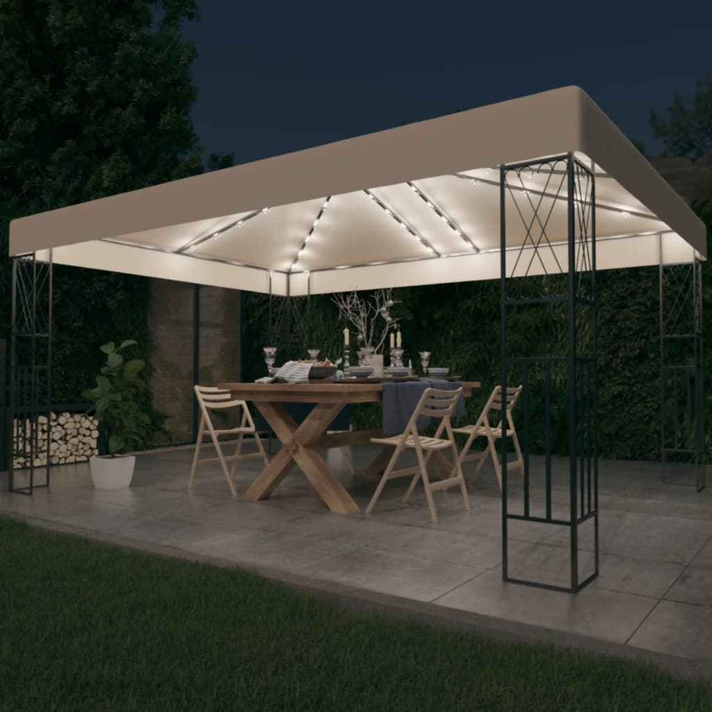 Paviljon z LED lučkami 3x4 m krem blago