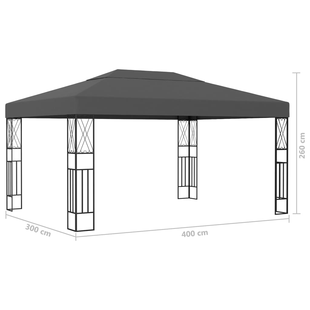 Paviljon z LED lučkami 3x4 m antracitno blago