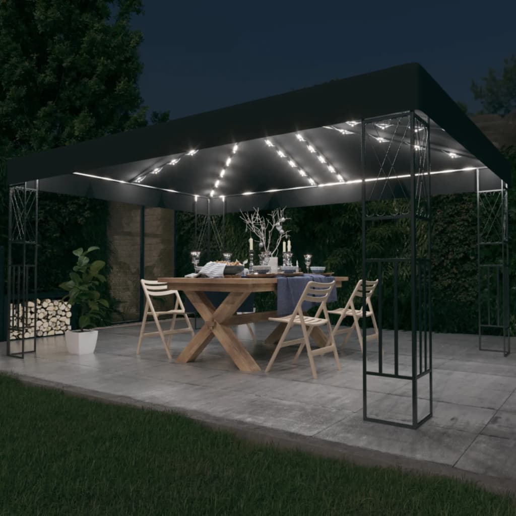 Paviljon z LED lučkami 3x4 m antracitno blago